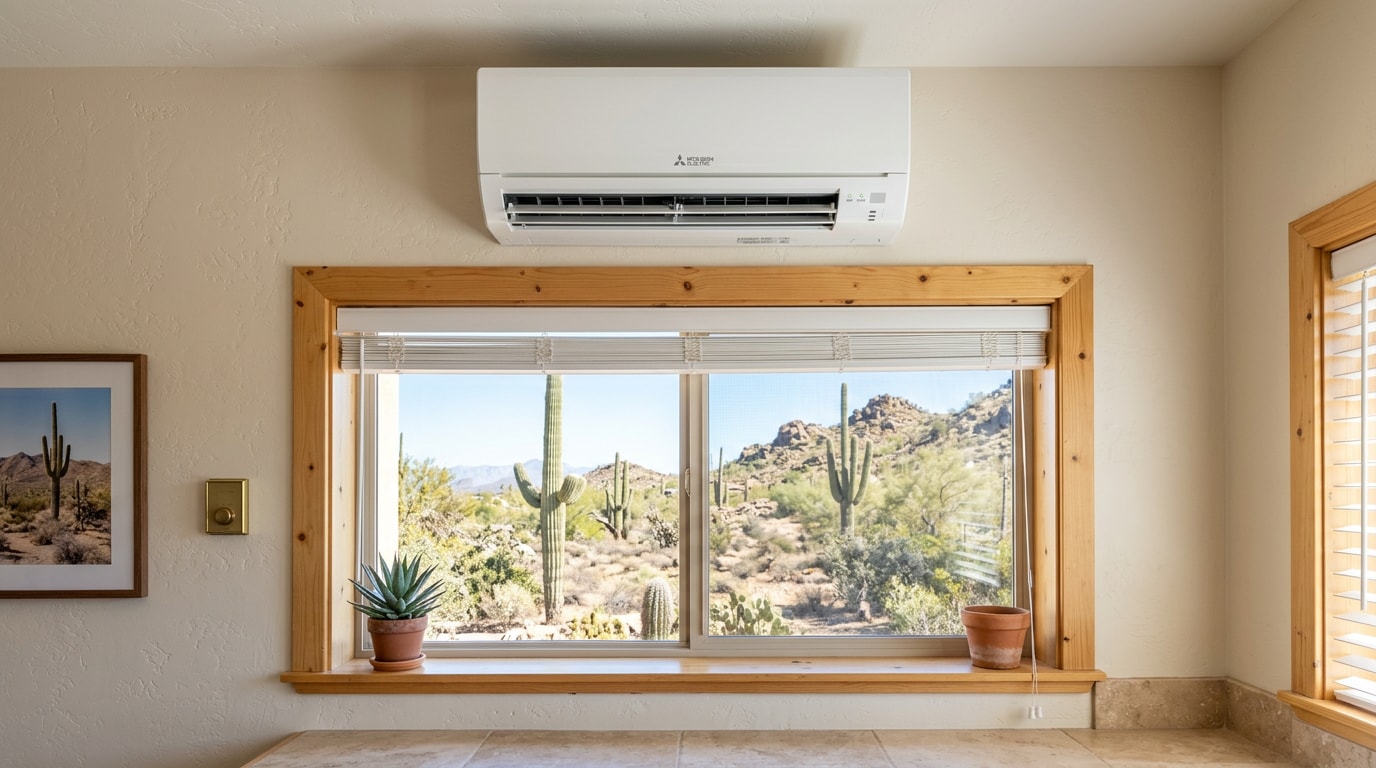 Ductless mini split indoor unit installed in a Gold Canyon, AZ home