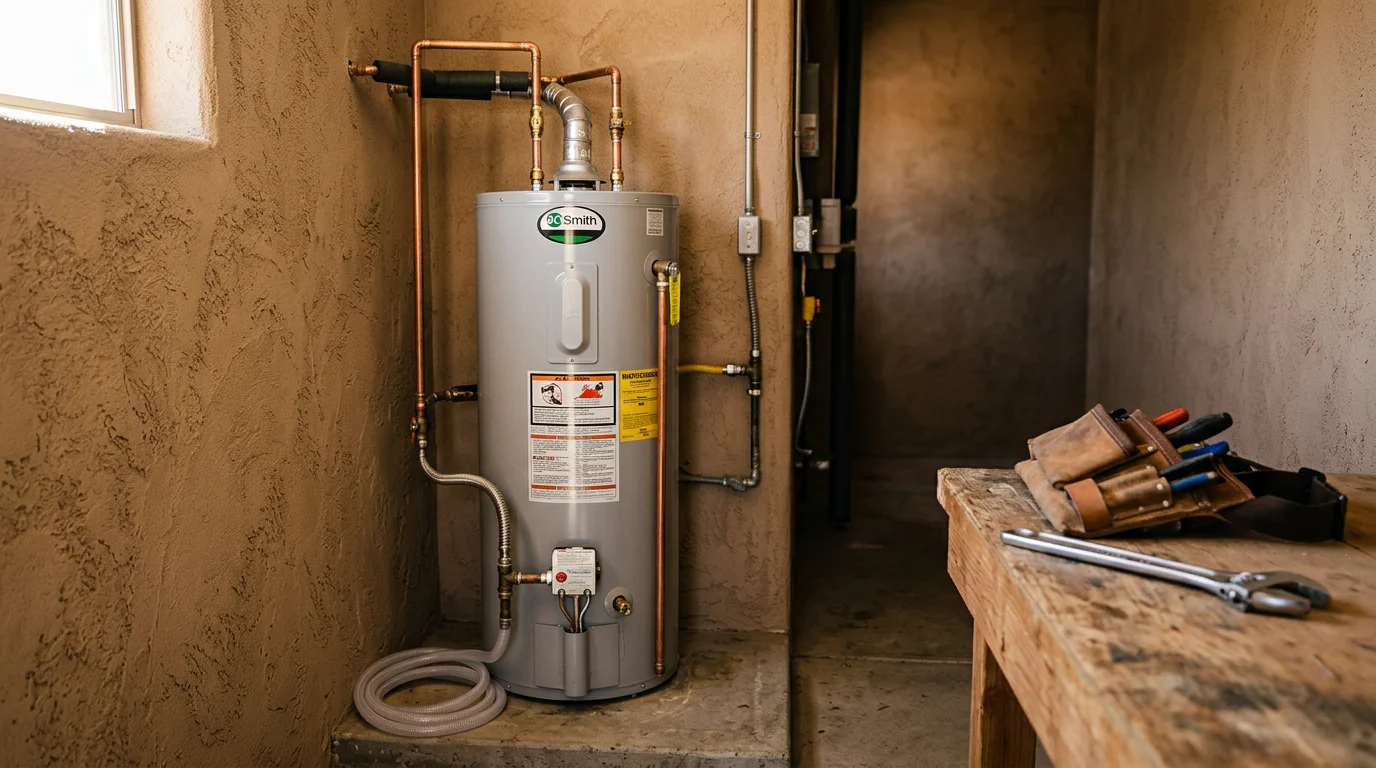 HVAC technician working on residential heating and cooling system